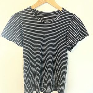 Navy blue and white striped tee